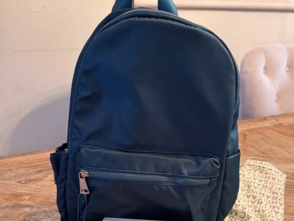 Isaac Mizrahi Navy Blue Backpack with Front Zip Pocket